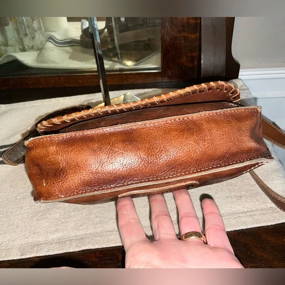Bed Stu Leather Frankie Crossbody Shoulder Bag Teak Rustic Brown Retail $175